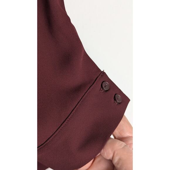 Loft sweater wine red L Semi Sheer cuffed 3/4 sleeves21"Bust 43" C back26"NWOT - Picture 6 of 9